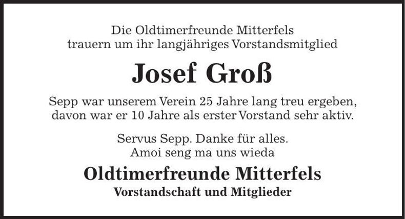 Traueranzeige Josef Groß
