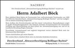 Traueranzeige Adalbert Böck