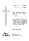 Traueranzeige Josef Einhellig
