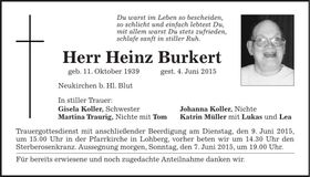 Traueranzeige Heinz Burkert