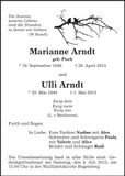 Traueranzeige Marianne und Ulli Arndt