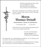 Traueranzeige Thomas Deindl