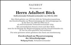 Traueranzeige Adalbert Böck
