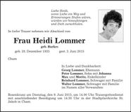 Traueranzeige Heidi Lommer