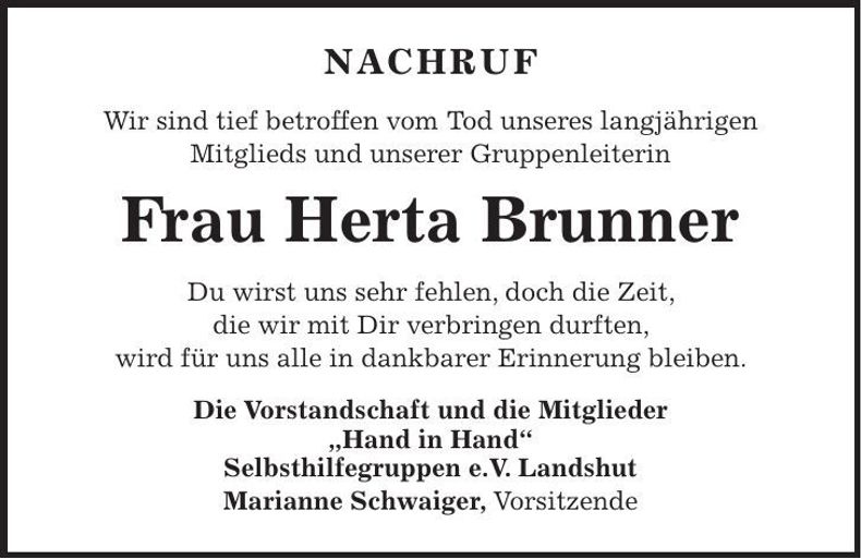 Traueranzeige Herta Brunner