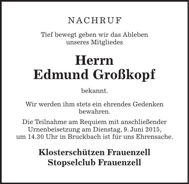 Traueranzeige Edmund Großkopf