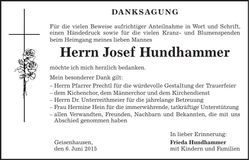 Traueranzeige Josef Hundhammer