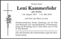Traueranzeige Leni Kammerlohr