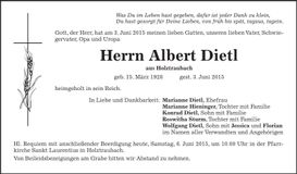 Traueranzeige Albert Dietl