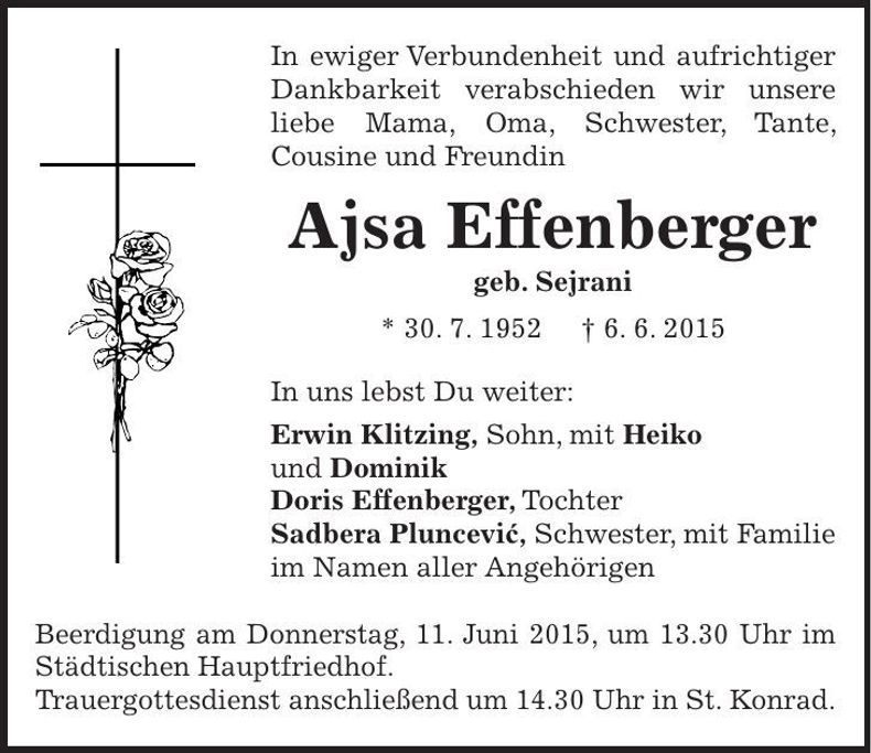 Traueranzeige Ajsa Effenberger