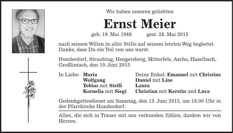 Traueranzeige Ernst Meier