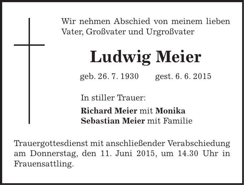 Traueranzeige Ludwig Meier