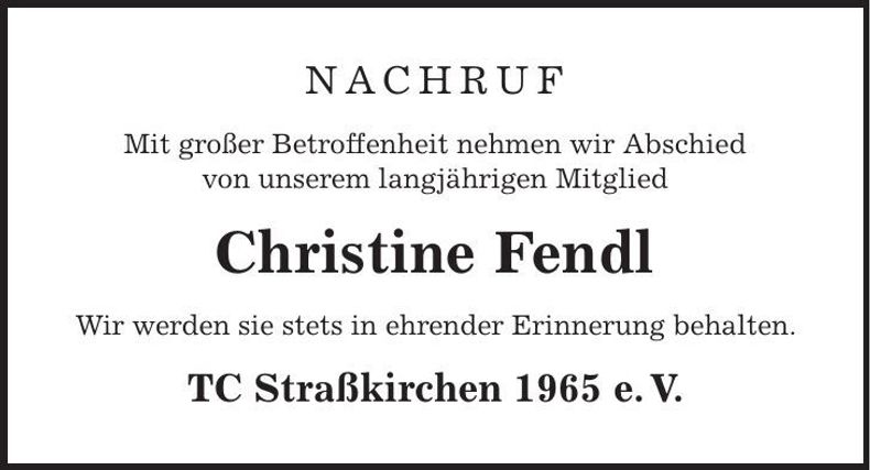 Traueranzeige Christine Fendl