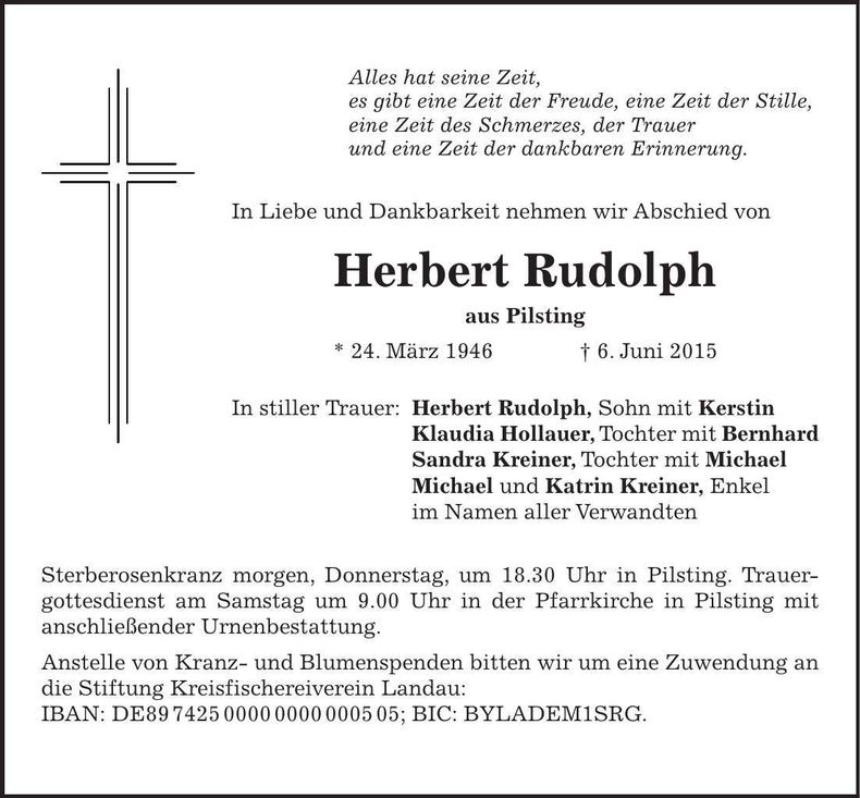 Traueranzeige Herbert Rudolph