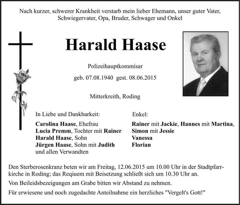 Traueranzeige Harald Haase