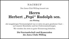 Traueranzeige Herbert Rudolph sen.