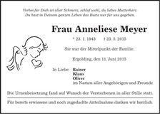 Traueranzeige Anneliese Meyer