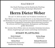 Traueranzeige Dieter Weber