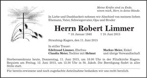 Traueranzeige Robert Limmer