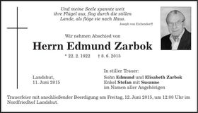 Traueranzeige Edmund Zarbok