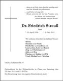 Traueranzeige Friedrich Dr. Strauß