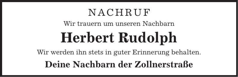Traueranzeige Herbert Rudolph