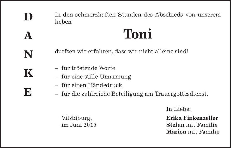 Traueranzeige Anton Finkenzeller