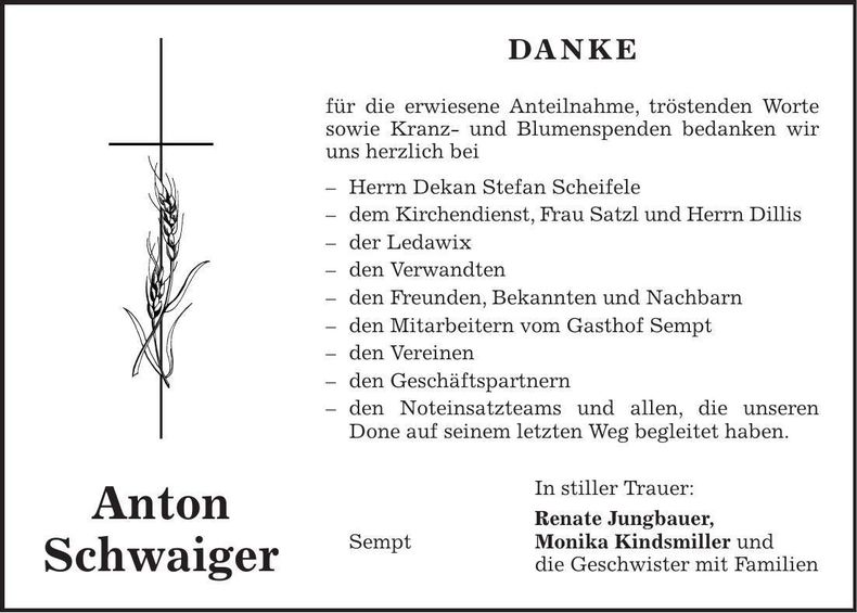 Traueranzeige Anton Schwaiger