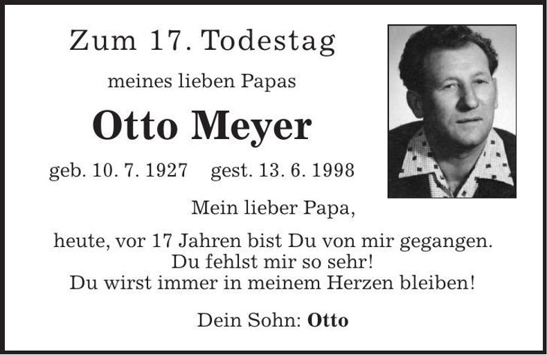Traueranzeige Otto Meyer