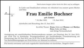 Traueranzeige Emilie Buchner