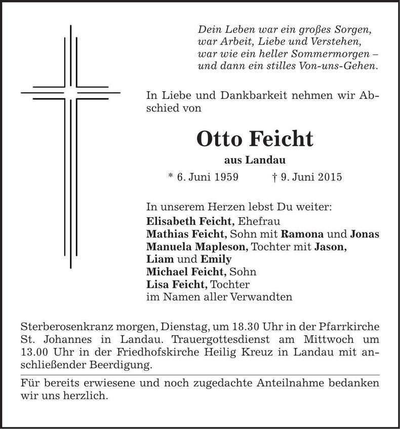 Traueranzeige Otto Feicht