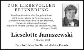 Traueranzeige Lieselotte Januszewski