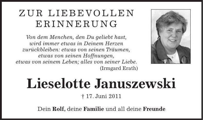 Traueranzeige Lieselotte Januszewski