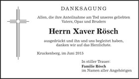 Traueranzeige Xaver Rösch