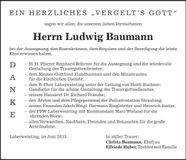 Traueranzeige Ludwig Baumann