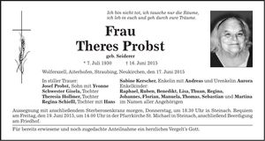 Traueranzeige Theres Probst