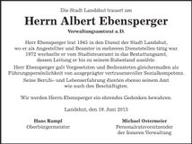 Traueranzeige Albert Ebensperger
