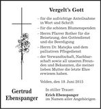 Traueranzeige Gertrud Ebenspanger