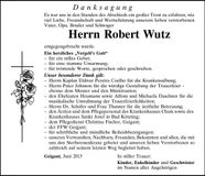 Traueranzeige Robert Wutz