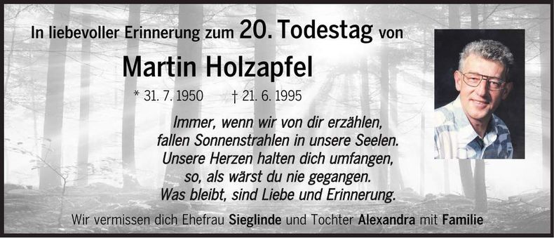Traueranzeige Martin Holzapfel