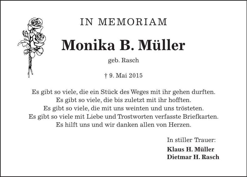 Traueranzeige Monika B. Müller