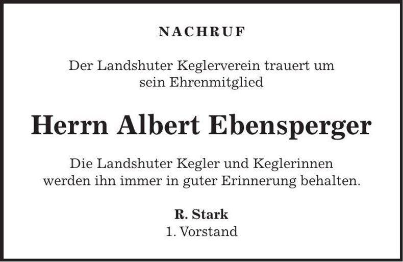 Traueranzeige Albert Ebensperger