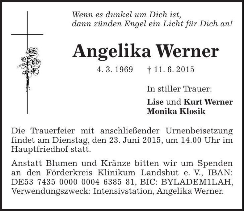 Traueranzeige Angelika Werner