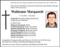 Traueranzeige Waldemar Marquardt