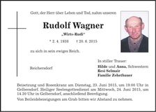 Traueranzeige Rudolf Wagner