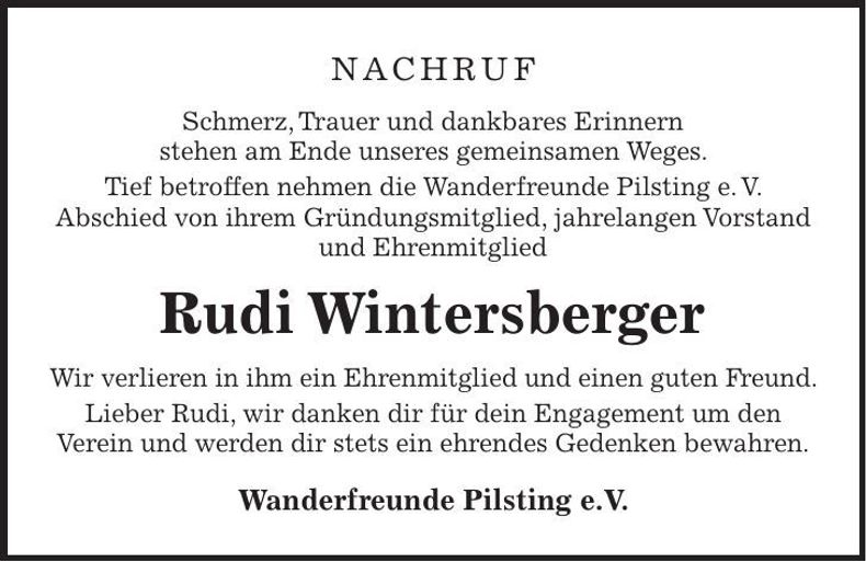 Traueranzeige Rudi Wintersberger