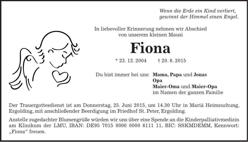 Traueranzeige Fiona Maier