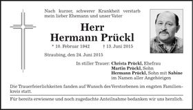 Traueranzeige Hermann Prückl