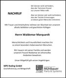 Traueranzeige Waldemar Marquardt
