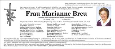Traueranzeige Marianne Breu